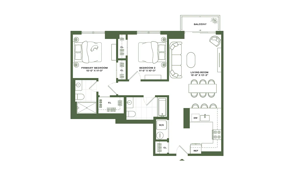 Floor plan 2 Bed/2 Bath-B3