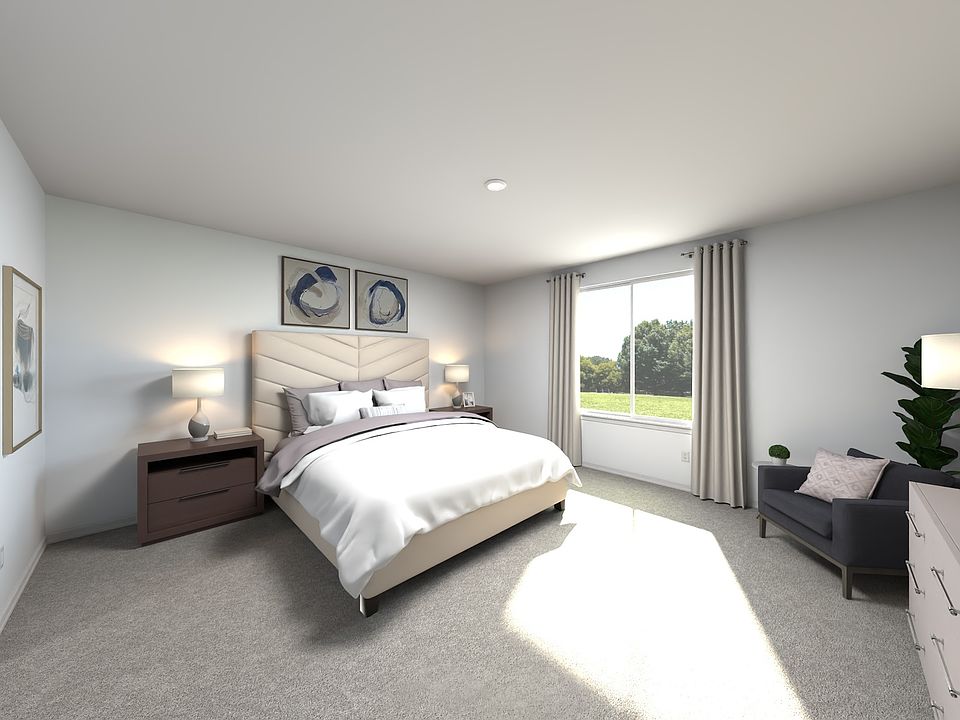 The Zander Floorplan Rendering Primary Bedroom.