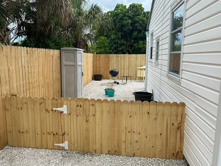 Storage Locker for Chairs & Umbrella On Side