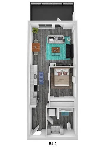 Floor plan Open 1 Bedroom A20