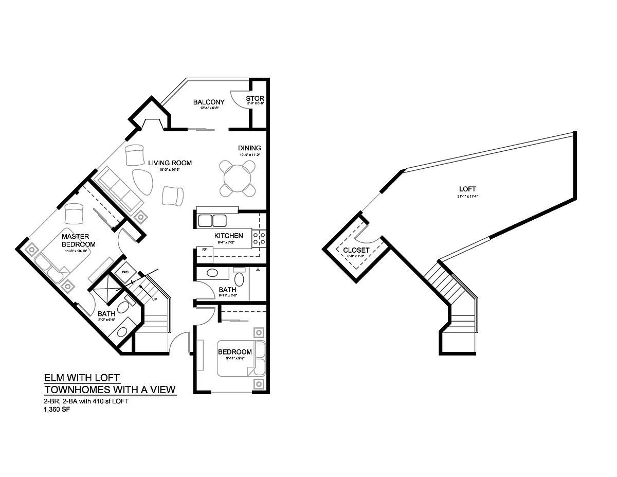 Floor plan Elm 2x2 Loft Modern