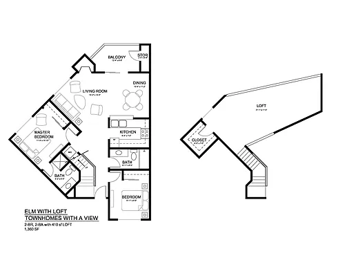 Floor plan Elm 2x2 Loft Modern