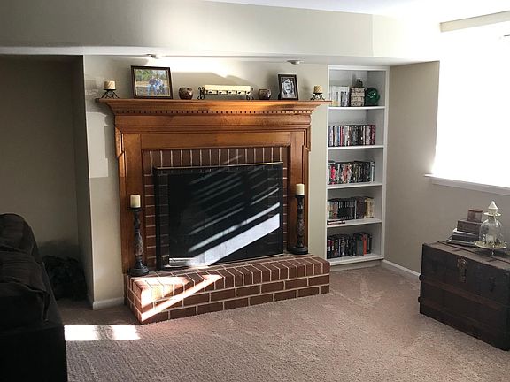 Working wood fire place in the downstairs finished family room.