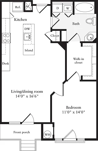 Floor plan 1 Bedroom G