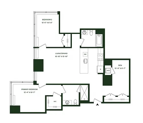 Floor plan Residence 01 - 2BR 2BA