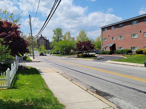 Street view at end of driveway looking at Towson University
