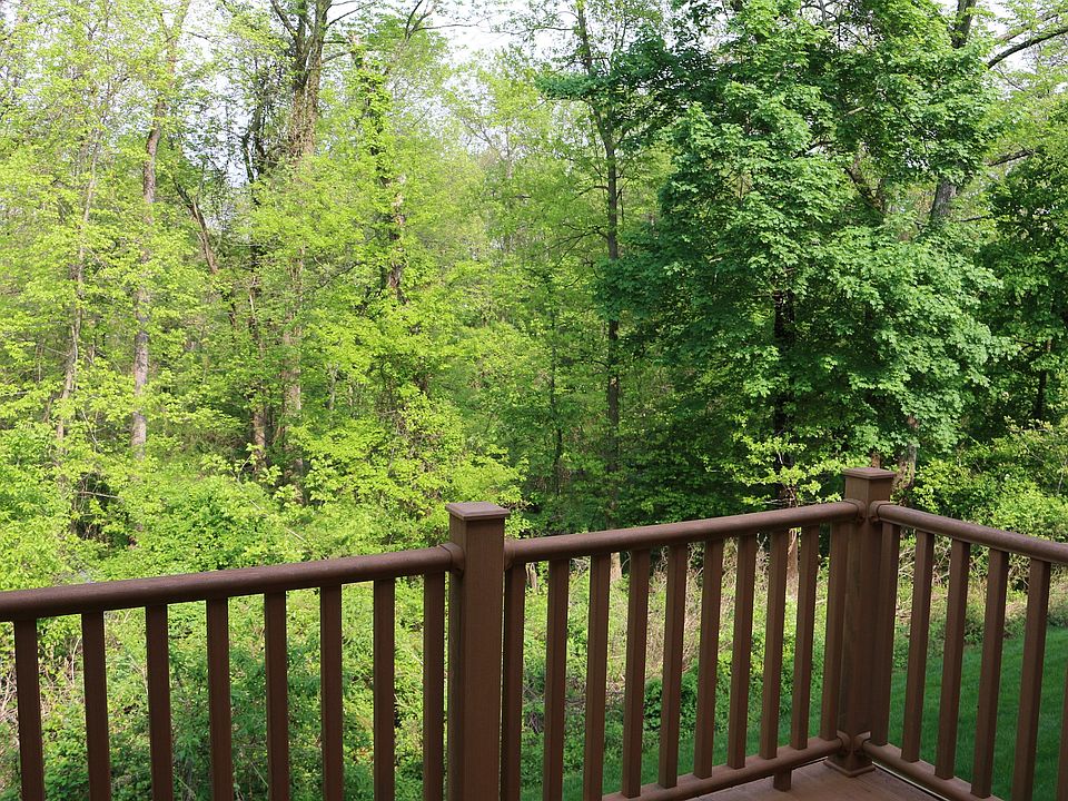 Deck view of Wooded backyard