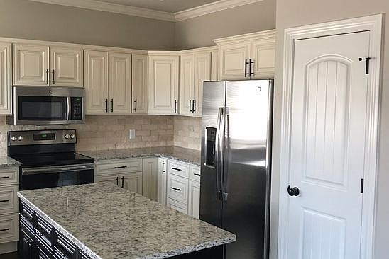 Granite and brick backsplash