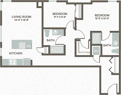 Floor plan Two Bed Two Bath 5