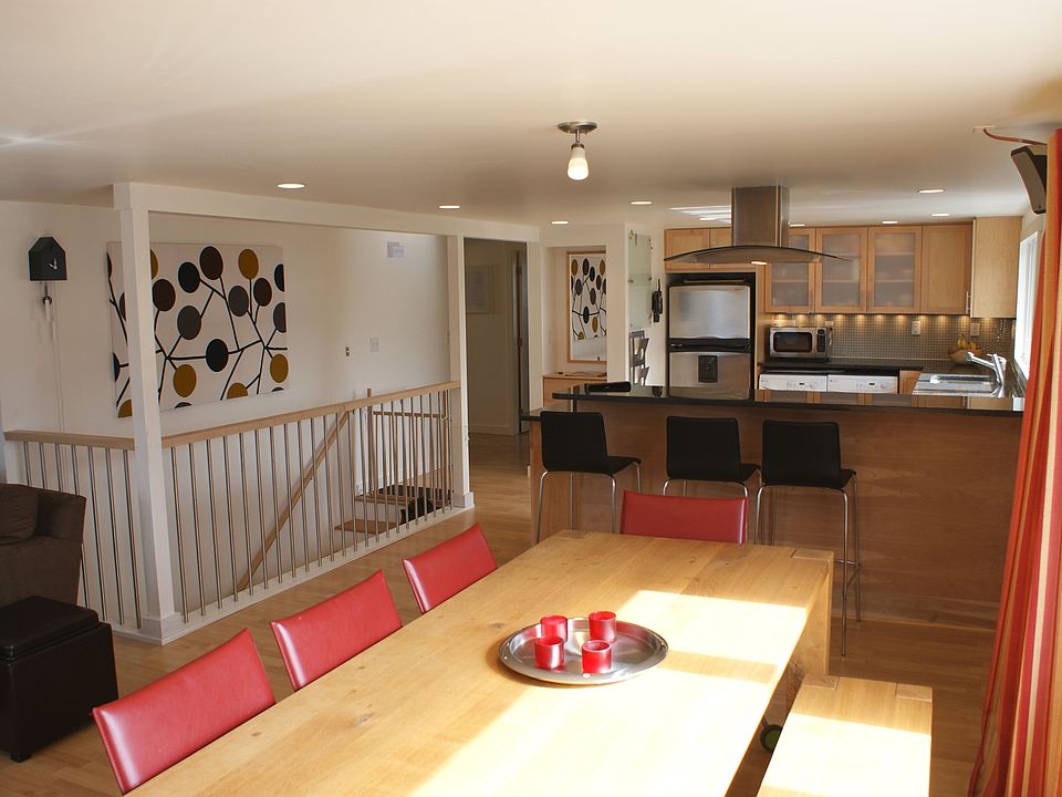 from dining area into kitchen