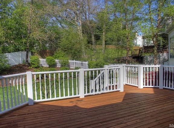 Deck with view of yard and fencing