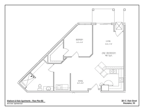 Floor plan 1Bed/1Bath Affordable