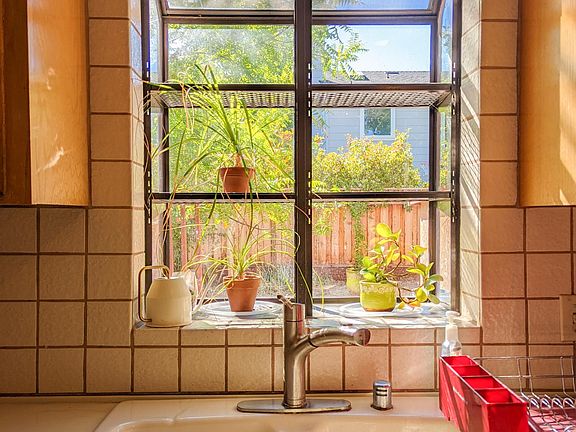 Abundant natural afternoon lighting in the kitchen/living room