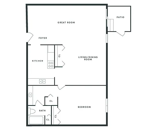 Floor plan 1 Bedroom Large