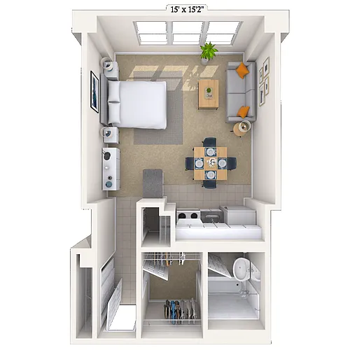 Floor plan Studio 0x1 501-504 SF
