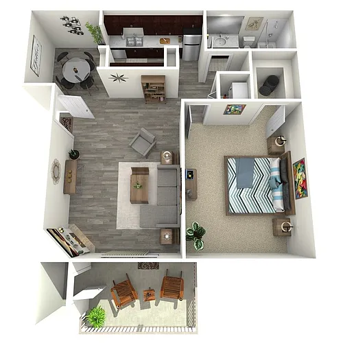 Floor plan Chaparral - One Bedroom/One Bath 625 Sq Ft