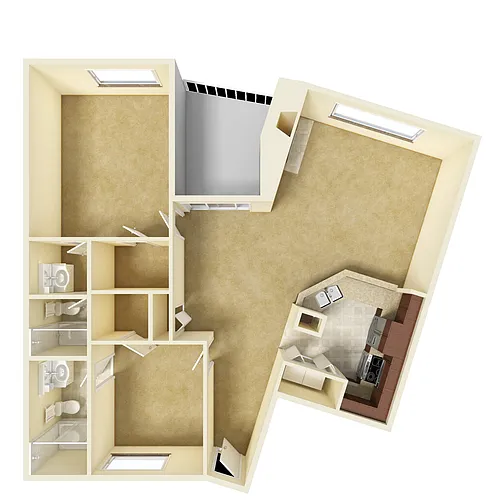 Floor plan 2x2b-M