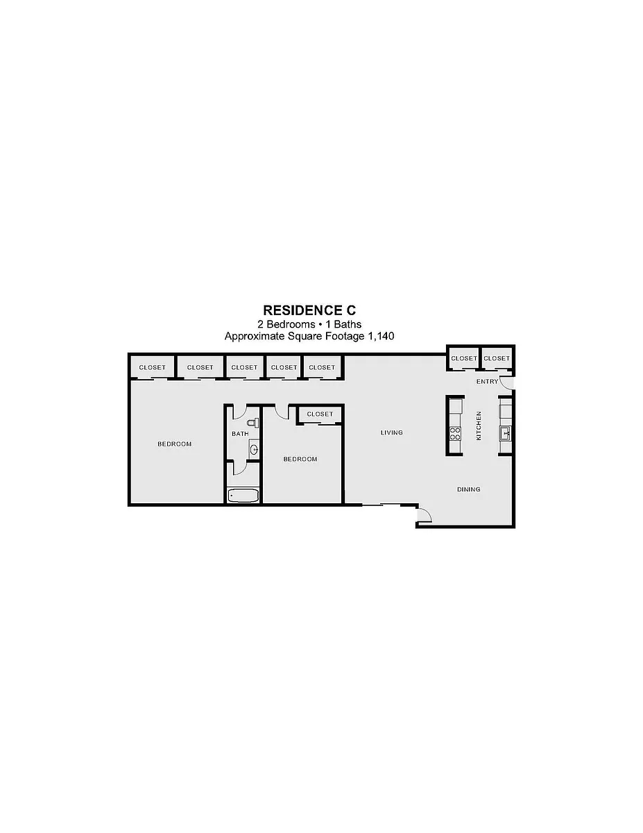 Floor plan 3 Bedroom, 2 Bath Residence