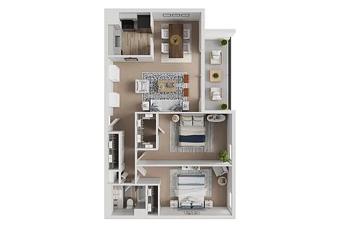 Floor plan 2 Bed, 1 Bath - Midrise