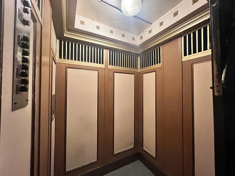 Interior of historic elevator.