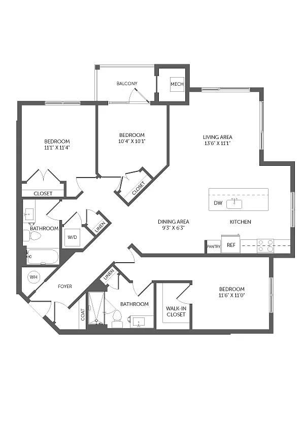 Floor plan 3 Bed/2 Bath-C3