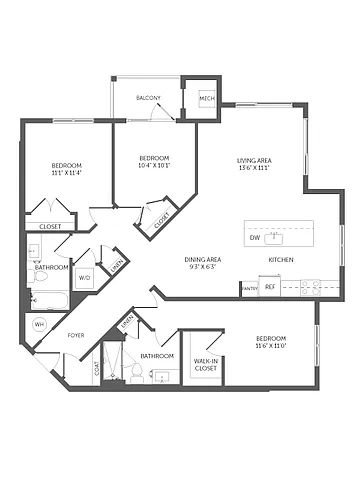 Floor plan 3 Bed/2 Bath-C3