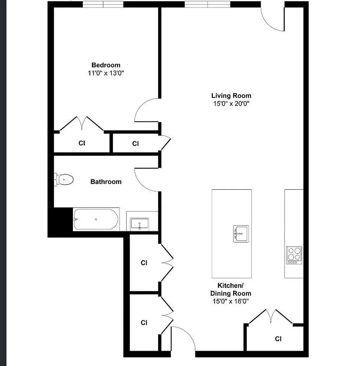 Floor plan 1 Bed 1 Bath