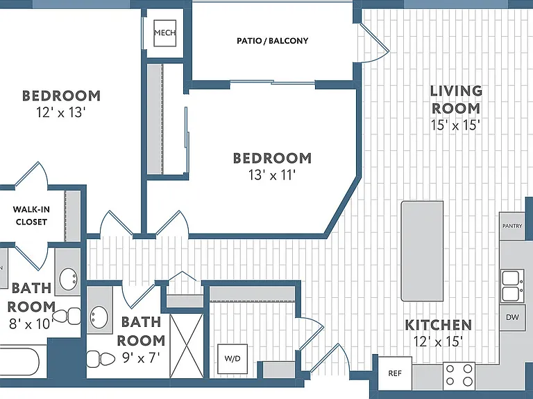 Floor Plan D3 | 22 Slate | Apartments in Madison, WI Floor Plan D3 | 22 Slate | Apartments in Madison, WI