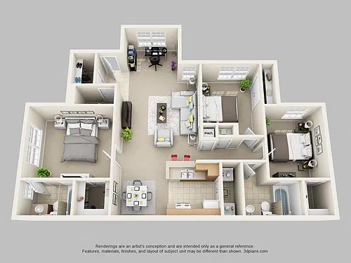 Floor plan 3 Bedroom 2 Bath Affordable