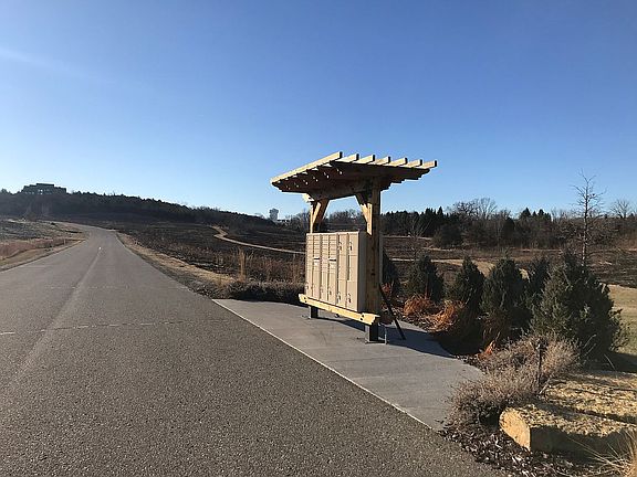 Mailboxes at  main entrance.