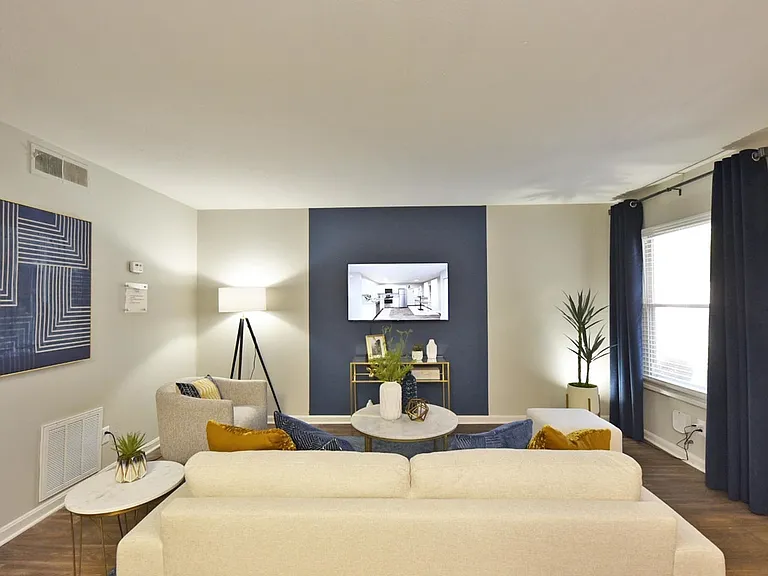 Living Room with Hardwood Style Flooring