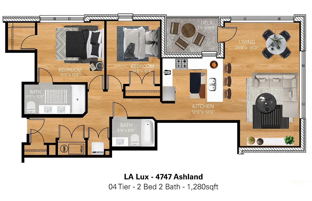 Floor plan 2 Bedroom - 2 Bathroom