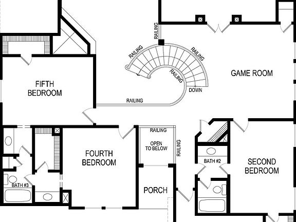 Brentwood 3FSW w Media Second Floor Plan