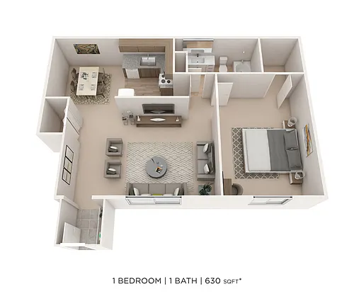 Floor plan One Bedroom - 630 sqft