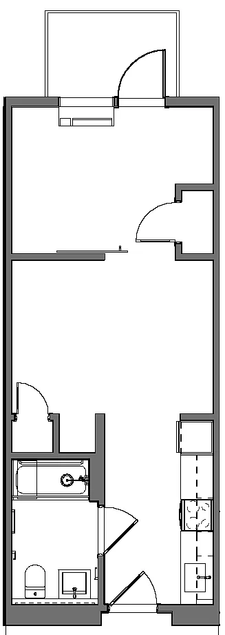 Floor plan One Bedroom with Patio