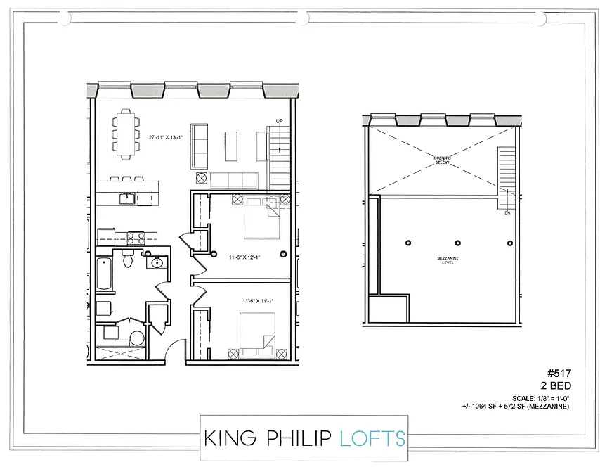 Floor plan 2 BED 1 BATH WITH LOFT