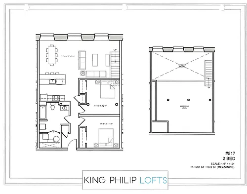 Floor plan 2 BED 1 BATH WITH LOFT