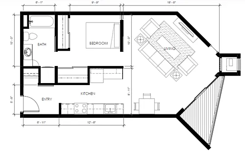 Floor plan 1BR-B