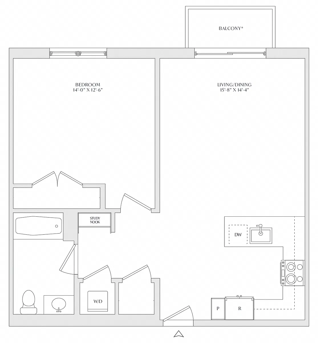 Floor plan 1 Bed/1 Bath-A3a