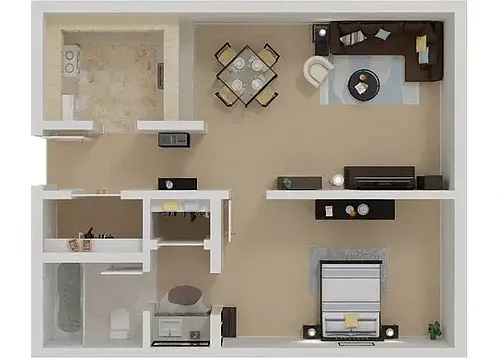 Floor plan One Bedroom One Bath
