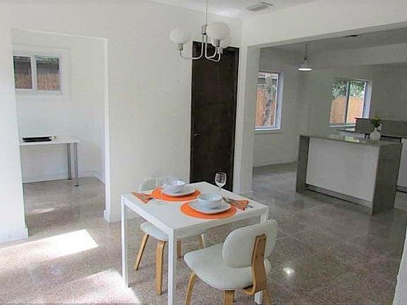 Dining room, office, 1/2 bath and kitchen view