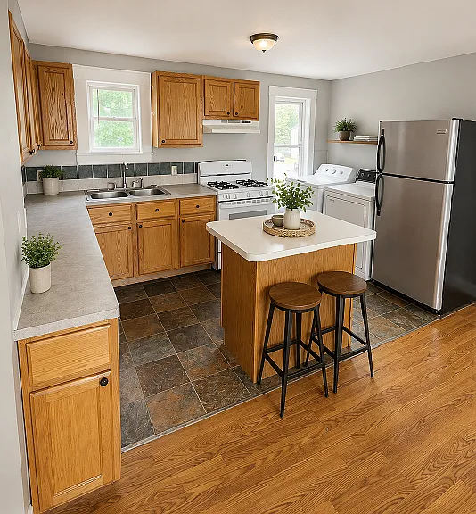 Kitchen with island.