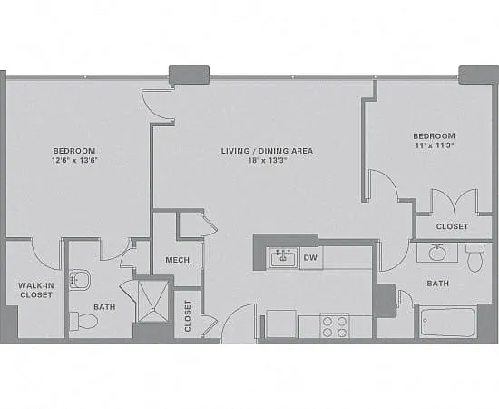 Floor plan 2 Bed/2 Bath-B3