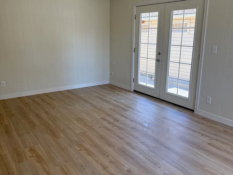 French doors to enclosed patio