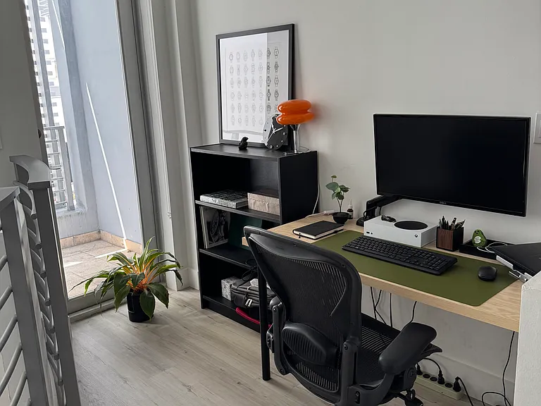Cozy Office Nook - Adjacent to your bedroom, this nook boasts enough space for a sizable office area, reading space, or extra storage with plenty of natural light and access to your second story balcony. Perfect for WFH, studying, or creative projects.