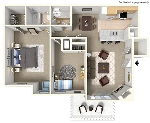 Floor plan Two Bedroom One Bath