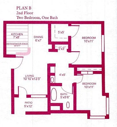 Floor plan 2 Bedroom Upstairs