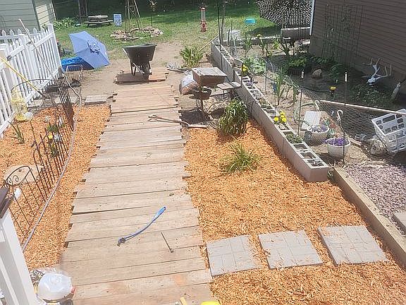 Reclaimed wood boardwalk