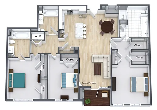 Floor plan 3 Bed 3 Bath F Style
