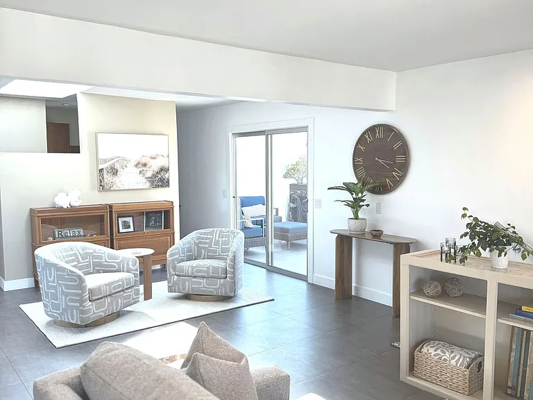 Sitting area outside of small private office